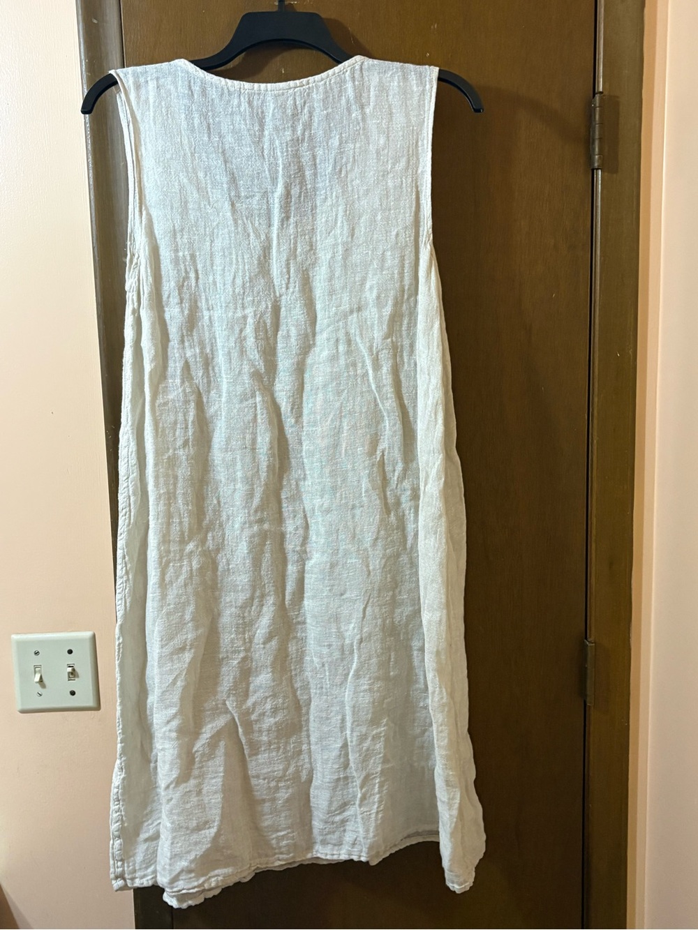 Flax Linen Midi Tank Dress in Off-White - Picture 3 of 6